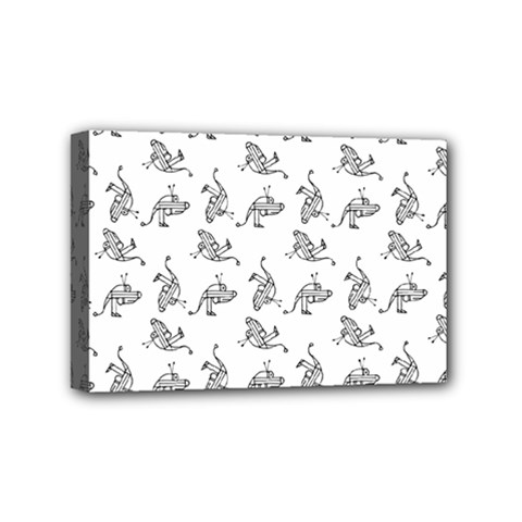 Robot Dog Drawing Motif Pattern Mini Canvas 6  X 4  (stretched) by dflcprintsclothing