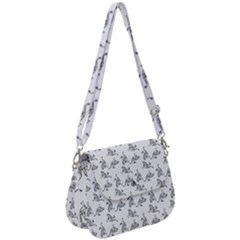 Robot Dog Drawing Motif Pattern Saddle Handbag by dflcprintsclothing