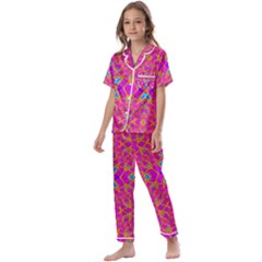 Pink Vacation Kids  Satin Short Sleeve Pajamas Set by Thespacecampers