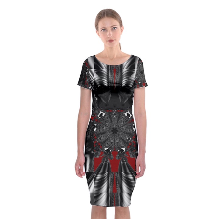 Abstract-artwork-art-fractal Classic Short Sleeve Midi Dress