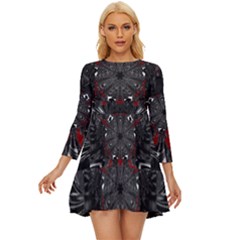 Abstract-artwork-art-fractal Long Sleeve Babydoll Dress