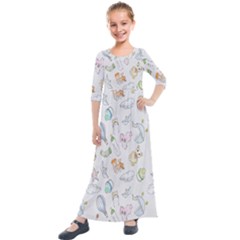 Hd-wallpaper-b 016 Kids  Quarter Sleeve Maxi Dress