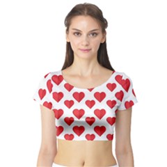 Heart-004 Short Sleeve Crop Top by nate14shop