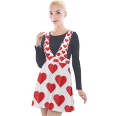 Heart-004 Plunge Pinafore Velour Dress