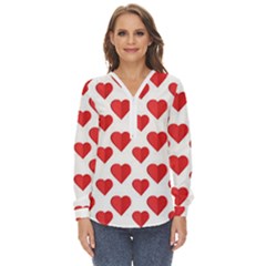 Heart-004 Zip Up Long Sleeve Blouse