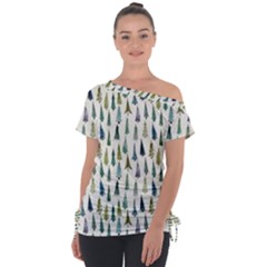 Christmas Tree Off Shoulder Tie-up Tee