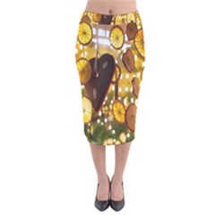 Lemon-slices Velvet Midi Pencil Skirt by nate14shop