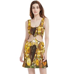 Lemon-slices Velvet Cutout Dress by nate14shop