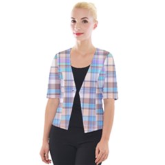 Plaid Cropped Button Cardigan