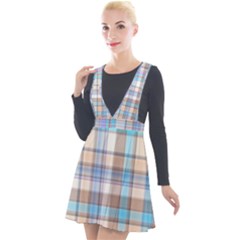 Plaid Plunge Pinafore Velour Dress