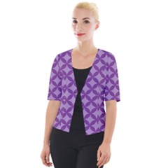 Purple-background Cropped Button Cardigan