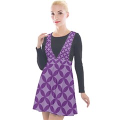 Purple-background Plunge Pinafore Velour Dress
