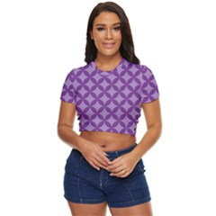 Purple-background Side Button Cropped Tee