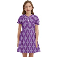 Purple-background Kids  Bow Tie Puff Sleeve Dress by nate14shop