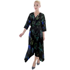 Sea-b 003 Quarter Sleeve Wrap Front Maxi Dress by nate14shop