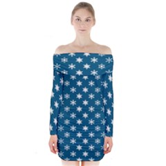Snowflakes 001 Long Sleeve Off Shoulder Dress by nate14shop
