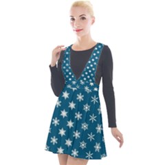 Snowflakes 001 Plunge Pinafore Velour Dress