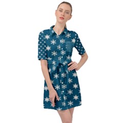 Snowflakes 001 Belted Shirt Dress by nate14shop