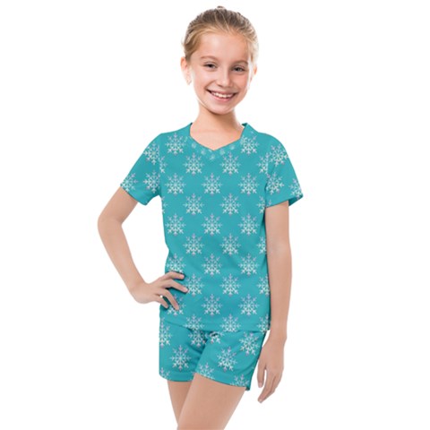 Snowflakes 002 Kids  Mesh Tee And Shorts Set by nate14shop