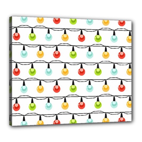 Christmas-light-bulbs-seamless-pattern-colorful-xmas-garland Canvas 24  X 20  (stretched)