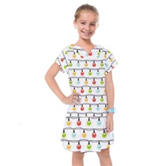 Christmas-light-bulbs-seamless-pattern-colorful-xmas-garland Kids  Drop Waist Dress by nate14shop