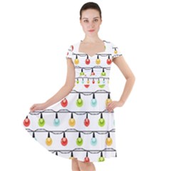 Christmas-light-bulbs-seamless-pattern-colorful-xmas-garland Cap Sleeve Midi Dress by nate14shop