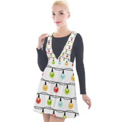 Christmas-light-bulbs-seamless-pattern-colorful-xmas-garland Plunge Pinafore Velour Dress