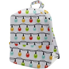 Christmas-light-bulbs-seamless-pattern-colorful-xmas-garland Zip Up Backpack by nate14shop