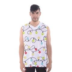 Christmas-light-bulbs-seamless-pattern-colorful-xmas-garland,white Men s Basketball Tank Top by nate14shop