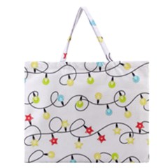 Christmas-light-bulbs-seamless-pattern-colorful-xmas-garland,white Zipper Large Tote Bag by nate14shop