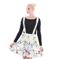 Christmas-light-bulbs-seamless-pattern-colorful-xmas-garland,white Suspender Skater Skirt by nate14shop