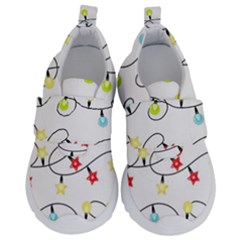 Christmas-light-bulbs-seamless-pattern-colorful-xmas-garland,white Kids  Velcro No Lace Shoes