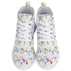 Christmas-light-bulbs-seamless-pattern-colorful-xmas-garland,white Women s Lightweight High Top Sneakers by nate14shop