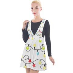 Christmas-light-bulbs-seamless-pattern-colorful-xmas-garland,white Plunge Pinafore Velour Dress