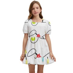 Christmas-light-bulbs-seamless-pattern-colorful-xmas-garland,white Kids  Short Sleeve Dolly Dress by nate14shop