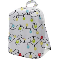Christmas-light-bulbs-seamless-pattern-colorful-xmas-garland,white Zip Up Backpack by nate14shop