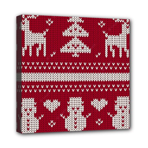 Christmas-seamless-knitted-pattern-background 001 Mini Canvas 8  X 8  (stretched) by nate14shop