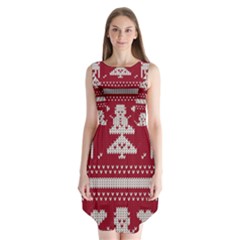 Christmas-seamless-knitted-pattern-background 001 Sleeveless Chiffon Dress   by nate14shop