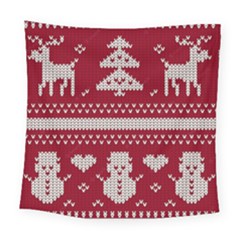 Christmas-seamless-knitted-pattern-background 001 Square Tapestry (large) by nate14shop