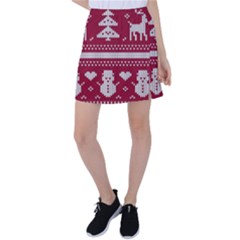 Christmas-seamless-knitted-pattern-background 001 Tennis Skirt by nate14shop