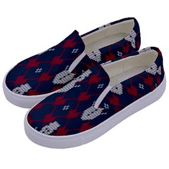 Christmas-seamless-knitted-pattern-background 002 Kids  Canvas Slip Ons by nate14shop