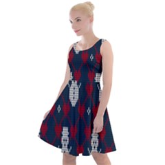 Christmas-seamless-knitted-pattern-background 002 Knee Length Skater Dress