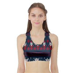 Christmas-seamless-knitted-pattern-background 003 Sports Bra with Border