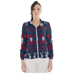 Christmas-seamless-knitted-pattern-background 003 Women s Windbreaker