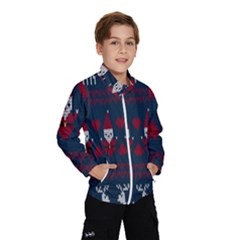 Christmas-seamless-knitted-pattern-background 003 Kids  Windbreaker