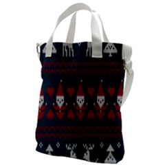 Christmas-seamless-knitted-pattern-background 003 Canvas Messenger Bag