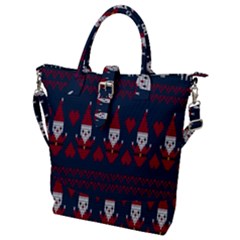 Christmas-seamless-knitted-pattern-background 003 Buckle Top Tote Bag by nate14shop