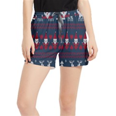 Christmas-seamless-knitted-pattern-background 003 Women s Runner Shorts by nate14shop