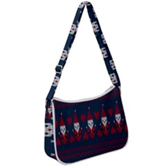 Christmas-seamless-knitted-pattern-background 003 Zip Up Shoulder Bag