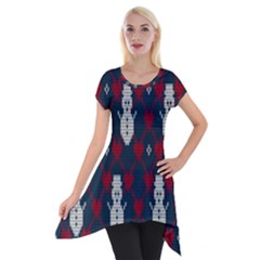 Christmas-seamless-knitted-pattern-background 004 Short Sleeve Side Drop Tunic by nate14shop